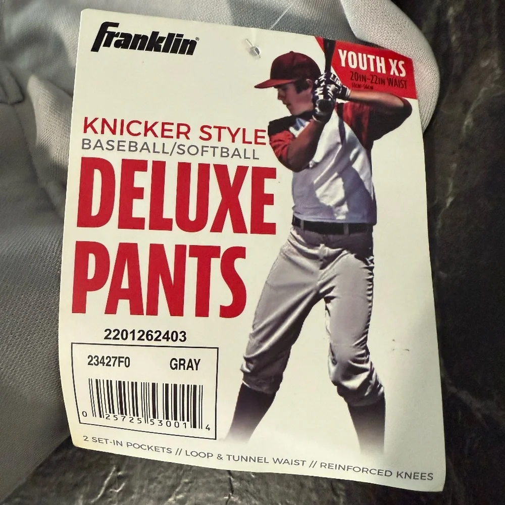 FRANKLIN Knicker Style Baseball/Softball Deluxe Pants (Size Youth XS)